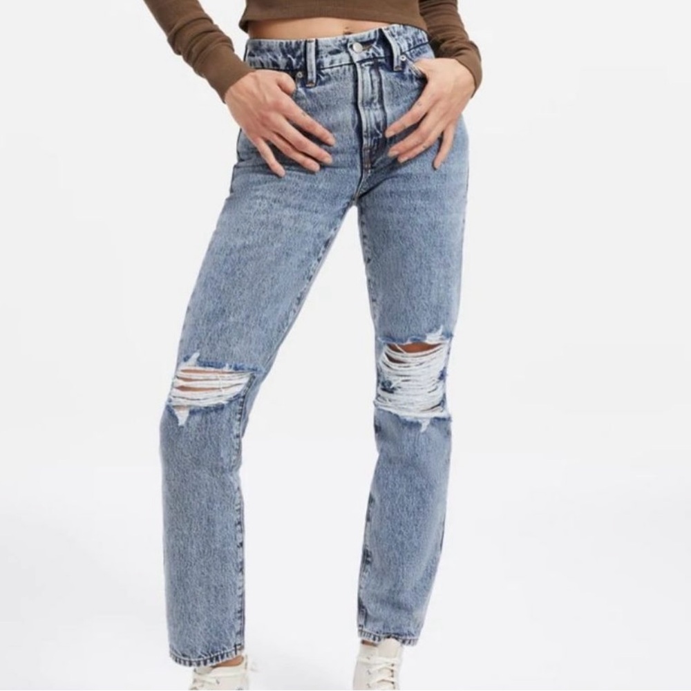 NWOT Good American Good classic distressed jeans in Indigo036 sz 10/30